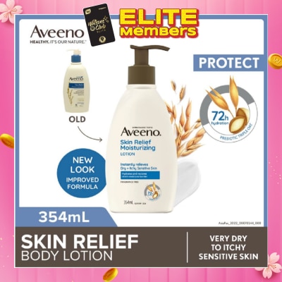 AVEENO Skin Relief Moisturizing Lotion Steroid Free (Relieve Very Dry To Itchy Skin + Gentle Enough For Sensitive Skin) 354ml