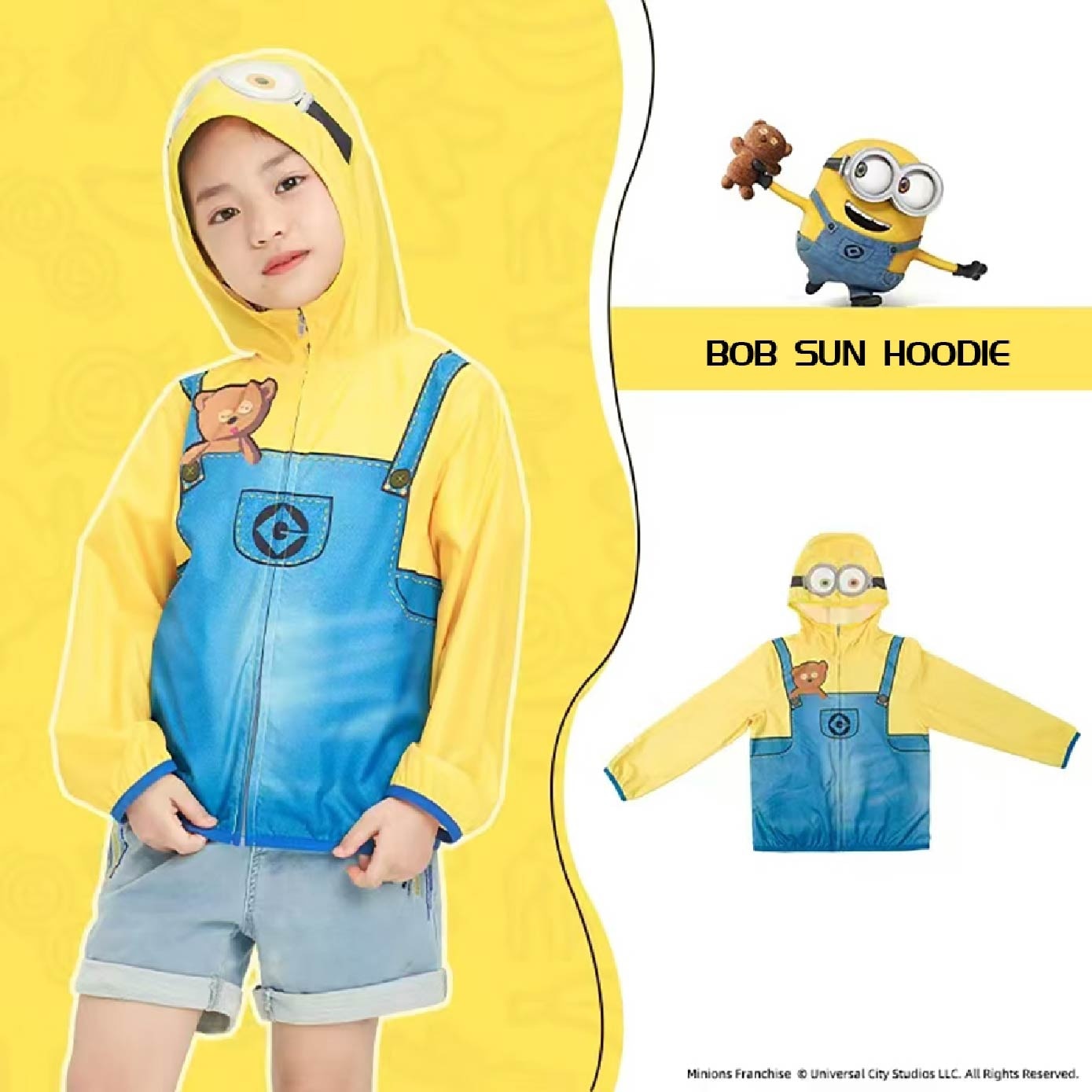 Minions Series Kid Sun Hoodie Bob Size 130 UPF50+ 1s