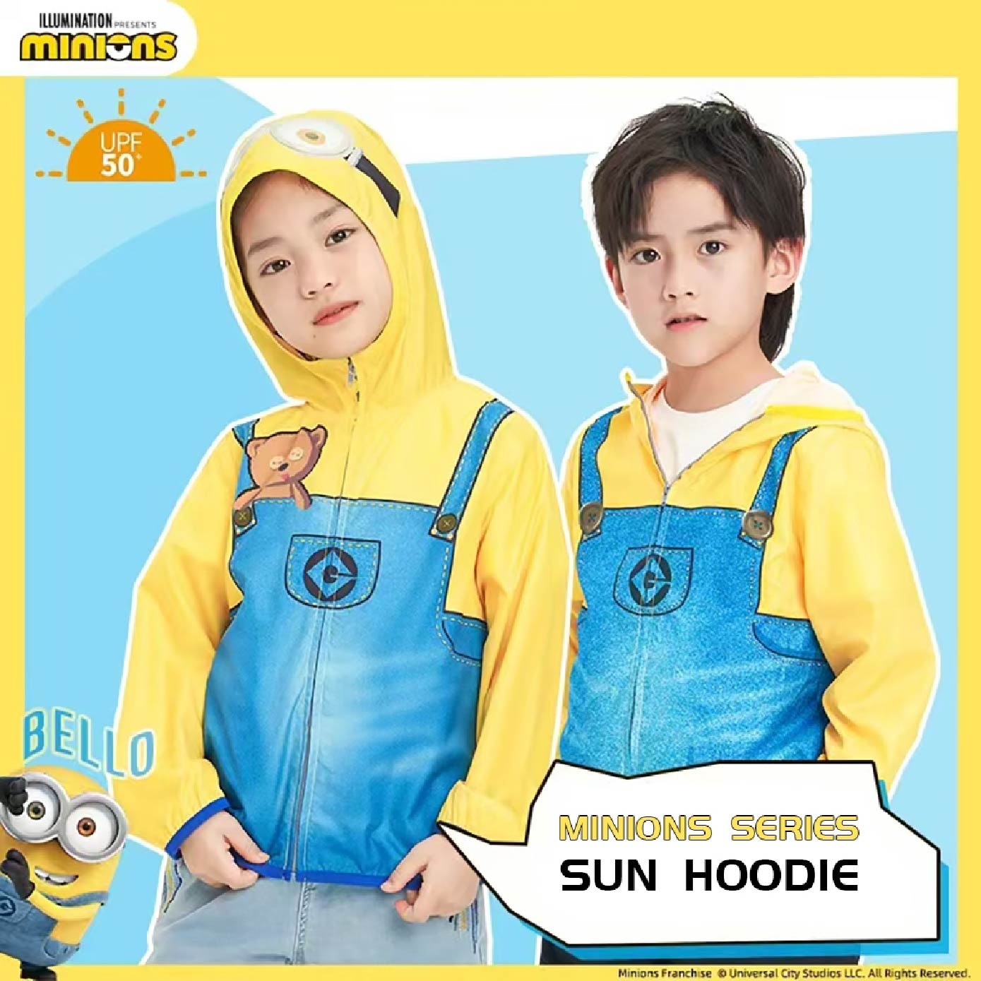 Minions Series Kid Sun Hoodie Stuart Size 130 UPF50+ 1s