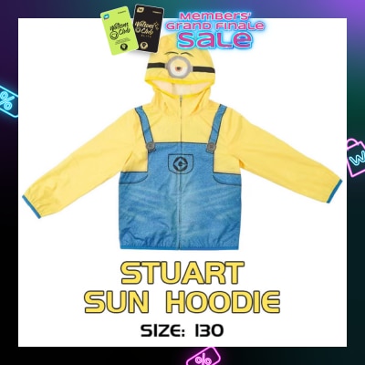 PORIA MINIONS Minions Series Kid Sun Hoodie Stuart Size 130 UPF50+ 1s