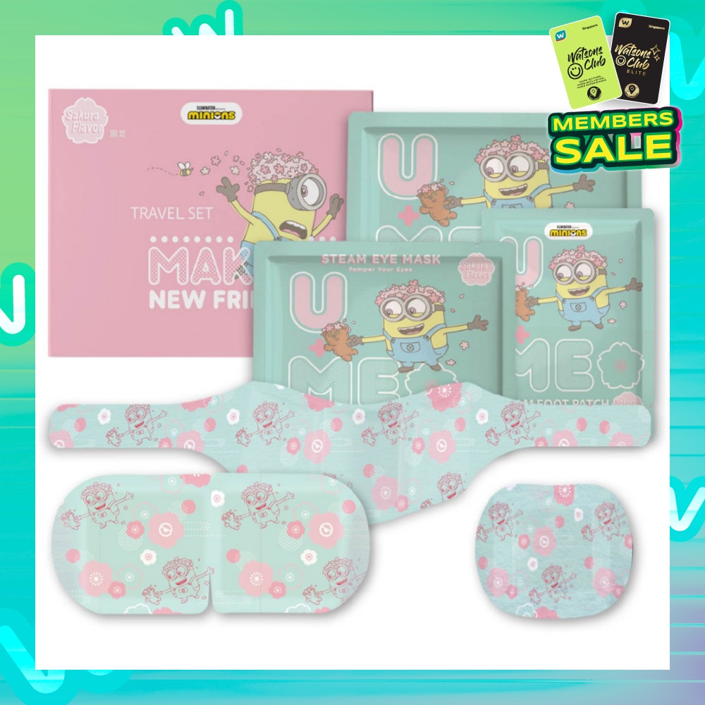 PORIA MINIONS Minions Series Travel Sakura 6s Packset consists Neck Patch 2s + Eye Mask 2s + Foot Patch 2s