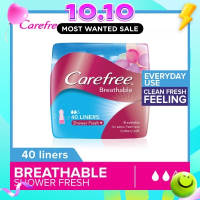 CAREFREE Carefree Breathable Shower Fresh Panty Liners 40s image