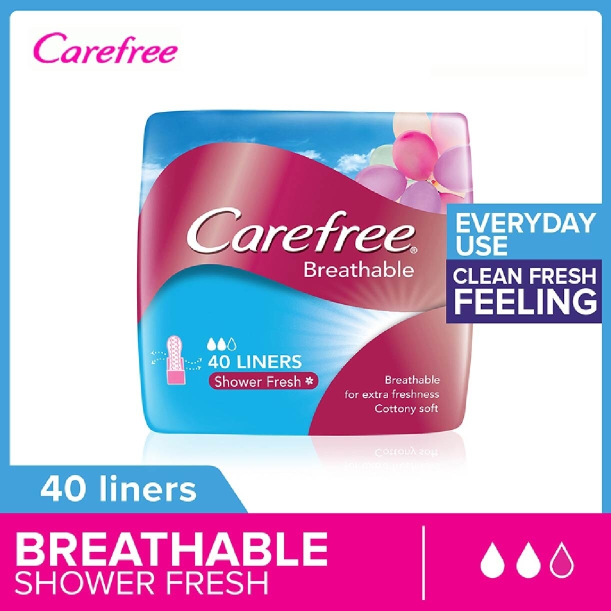 Carefree Breathable Shower Fresh Panty Liners 40s