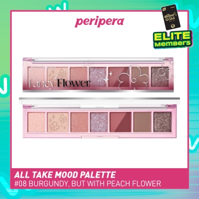 PERIPERA All Take Mood Palette 08 Burgundy, But With Peach Flower 1s