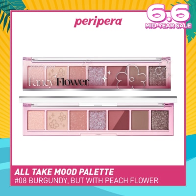 PERIPERA All Take Mood Palette 08 Burgundy, But With Peach Flower 1s