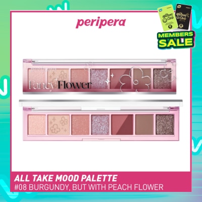 PERIPERA All Take Mood Palette 08 Burgundy, But With Peach Flower 1s
