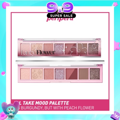 PERIPERA - All Take Mood Palette 08 Burgundy, But With Peach Flower 1s image