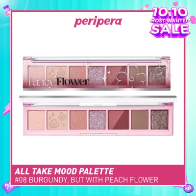 PERIPERA All Take Mood Palette 08 Burgundy, But With Peach Flower 1s