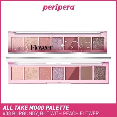 PERIPERA All Take Mood Palette 08 Burgundy, But With Peach Flower 1s