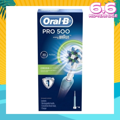 ORAL-B Pro 500 CrossAction Electric Toothbrush Powered by Braun