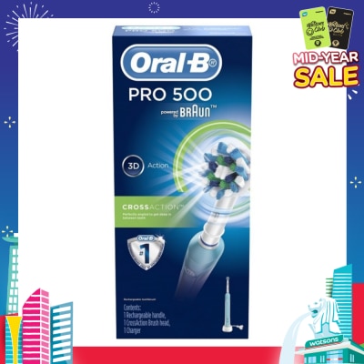 ORAL-B Pro 500 CrossAction Electric Toothbrush Powered by Braun