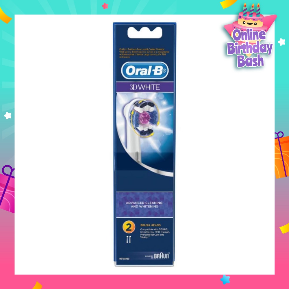 3D White Replacement Electric Toothbrush Heads 2 Count