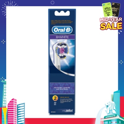 ORAL-B 3D White Replacement Electric Toothbrush Heads 2 Count