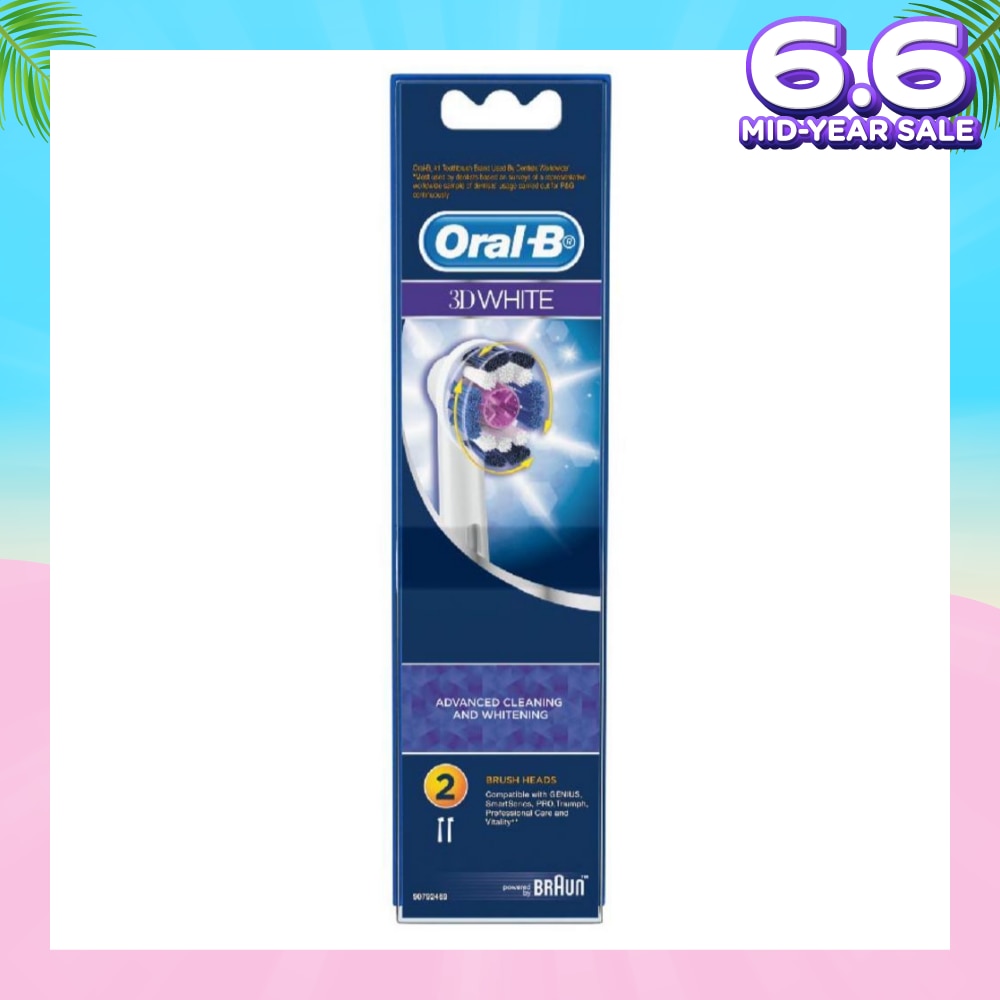 3D White Replacement Electric Toothbrush Heads 2 Count