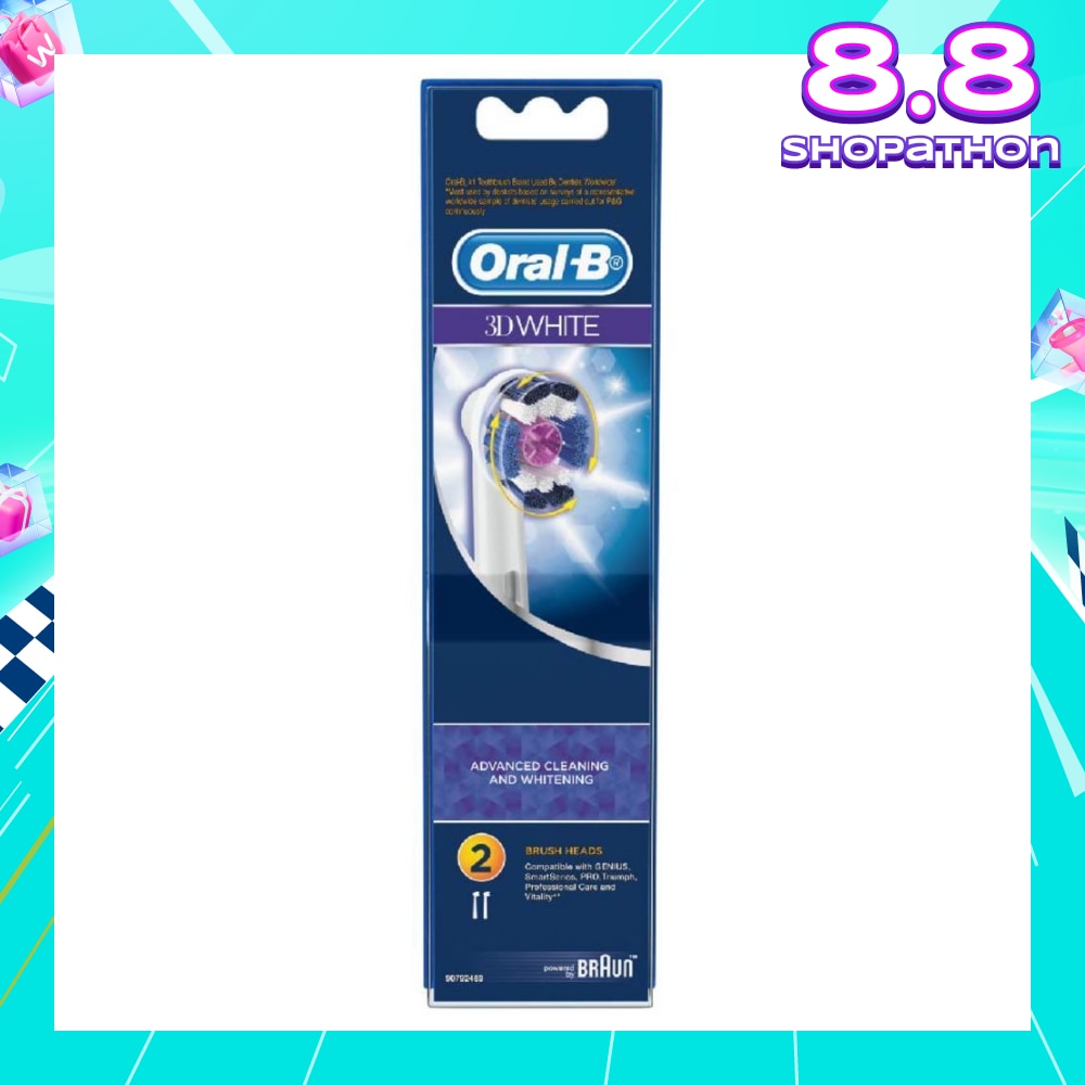 3D White Replacement Electric Toothbrush Heads 2 Count