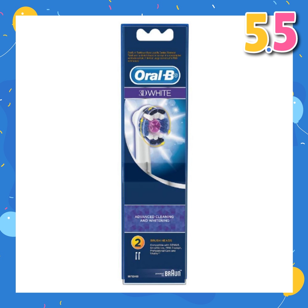 3D White Replacement Electric Toothbrush Heads 2 Count