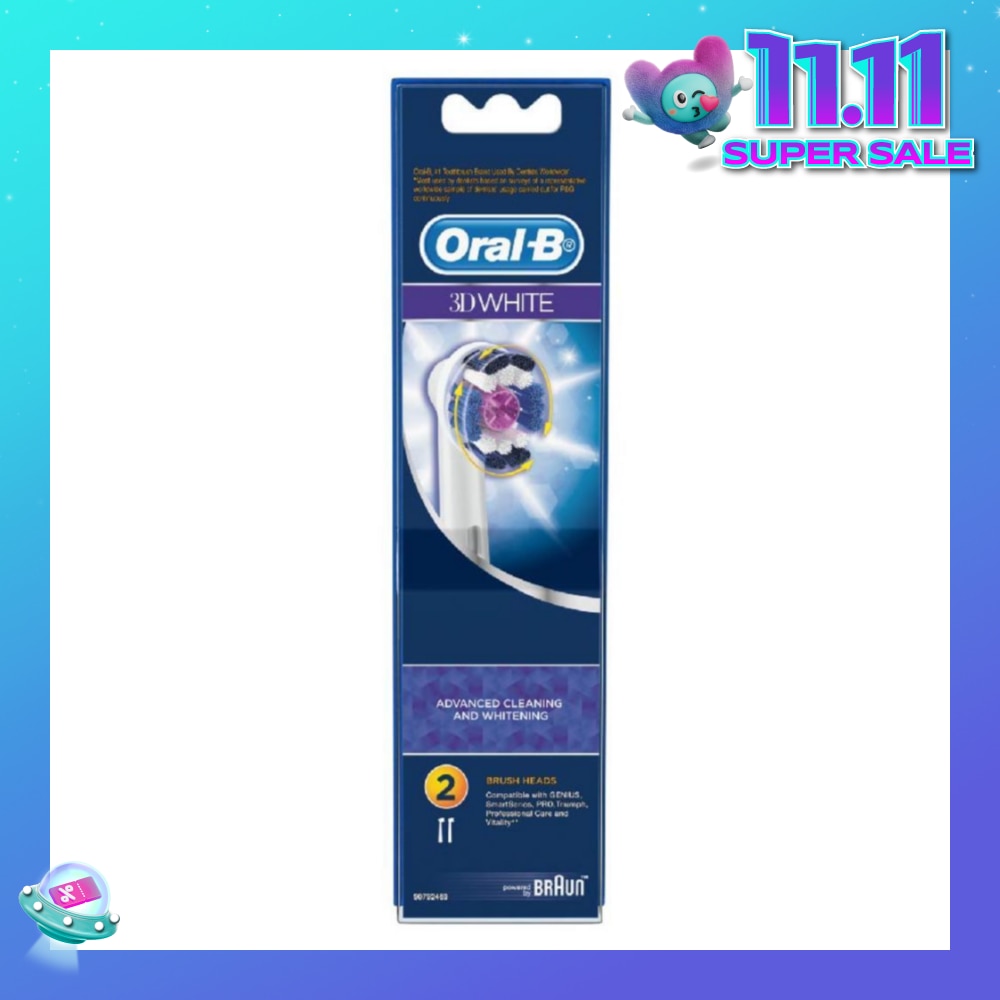 3D White Replacement Electric Toothbrush Heads 2 Count