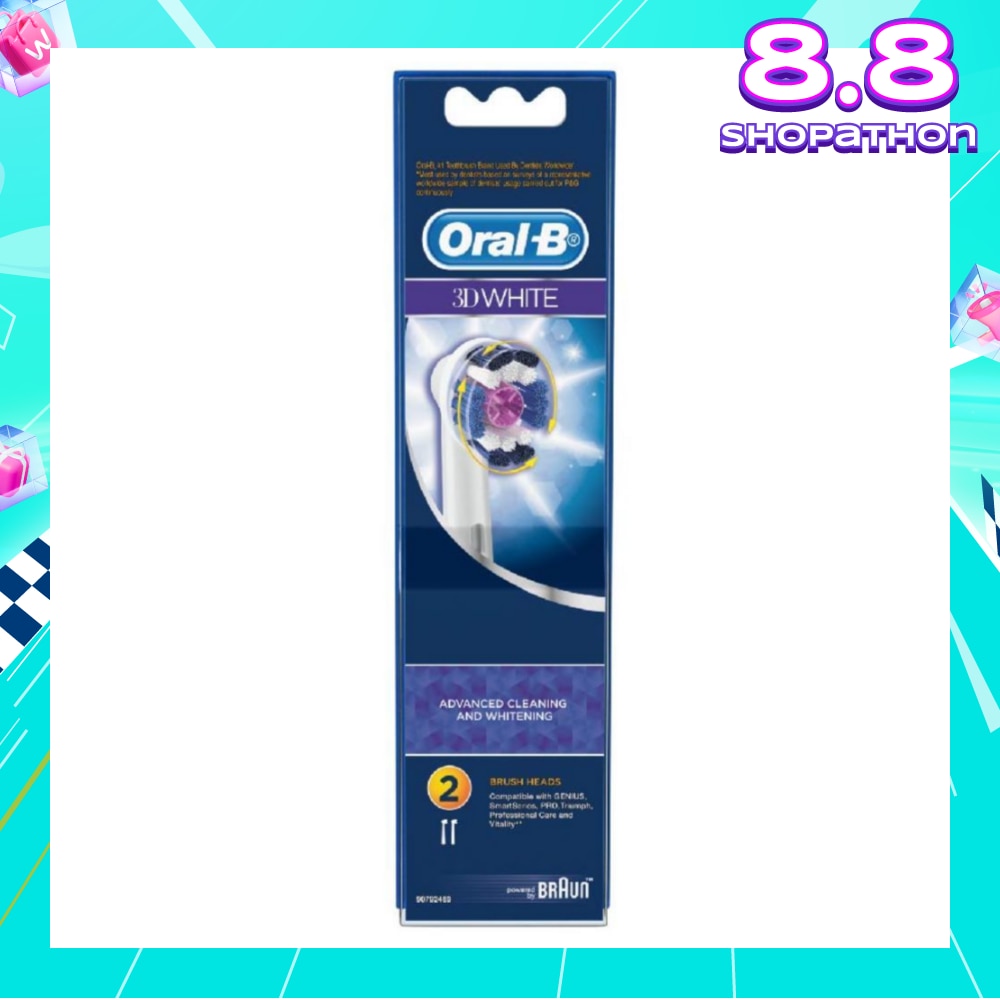 3D White Replacement Electric Toothbrush Heads 2 Count