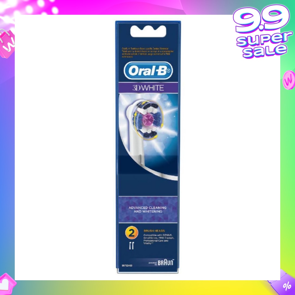 3D White Replacement Electric Toothbrush Heads 2 Count