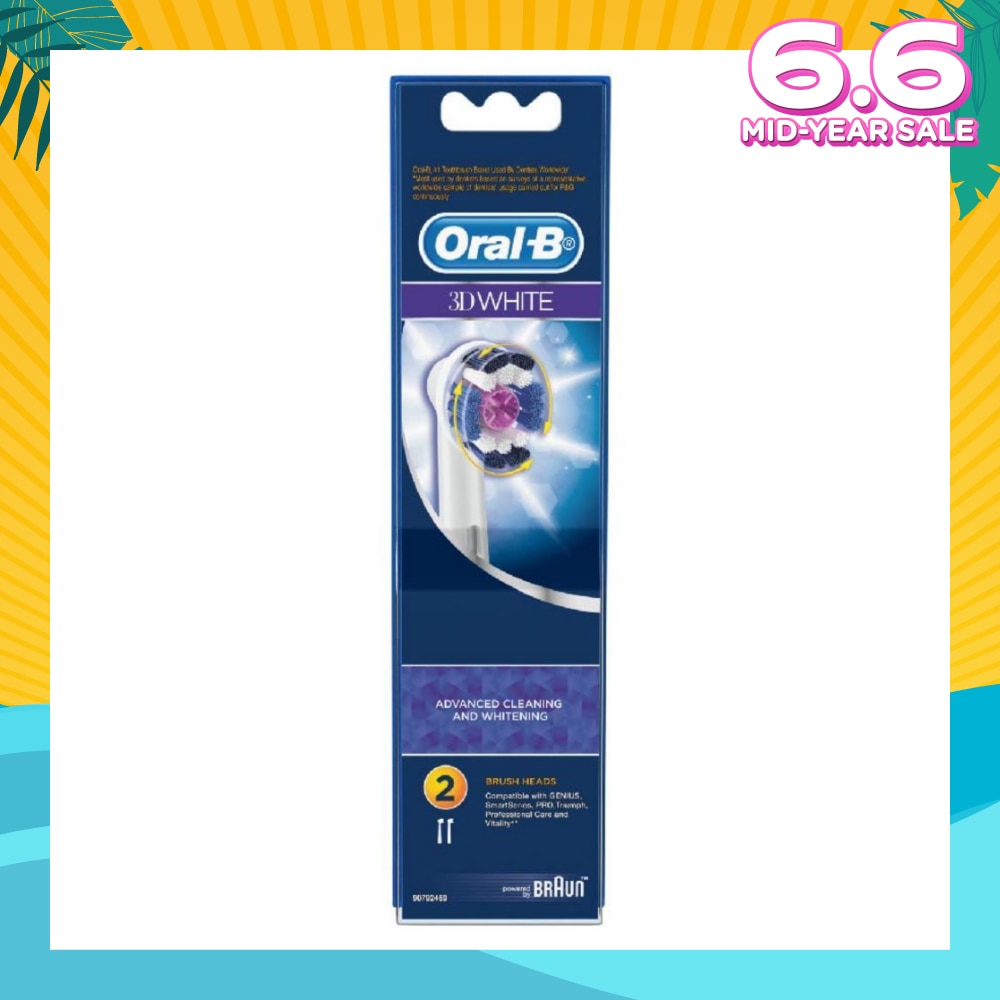 3D White Replacement Electric Toothbrush Heads 2 Count