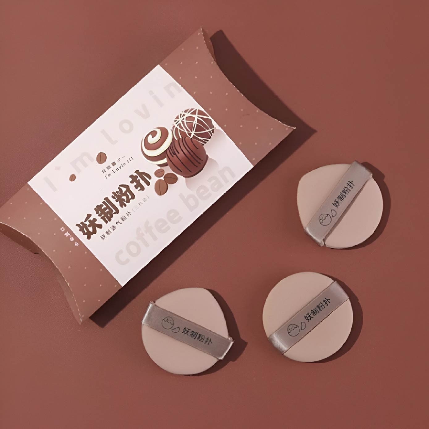 Multi-Function Coffee Bean Pie Box Cushion Puff 3s