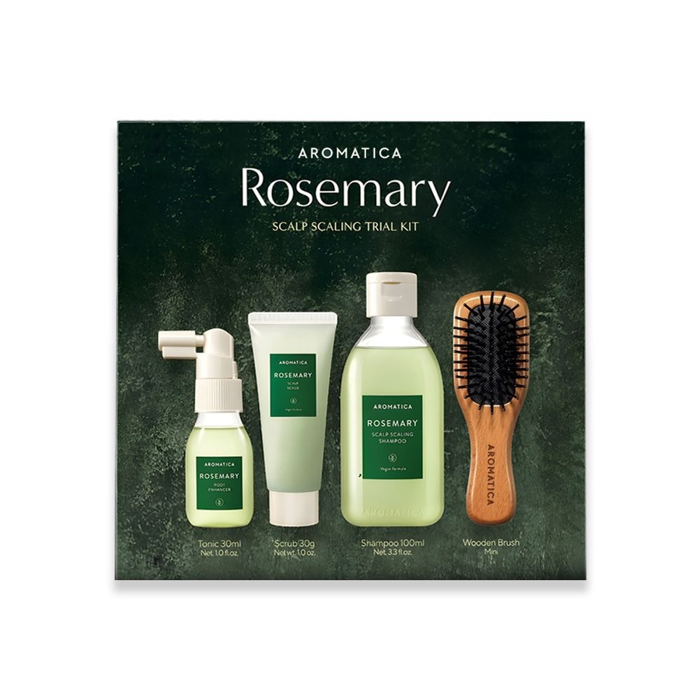 Rosemary Scalp Scaling Trial Kit (Tonic 30ml, Scrub 30g, Shampoo 100ml & Mini Wooden Brush 1s) 1s
