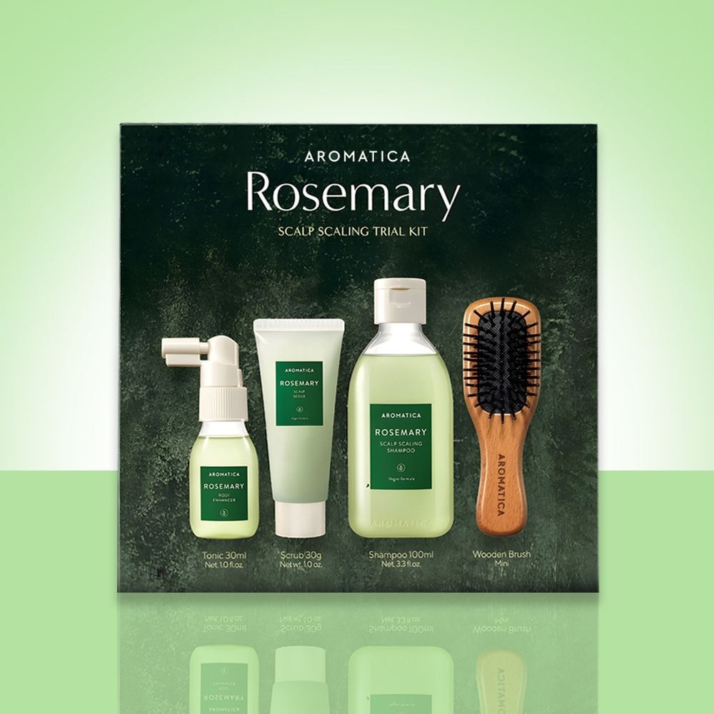 Rosemary Scalp Scaling Trial Kit (Tonic 30ml, Scrub 30g, Shampoo 100ml & Mini Wooden Brush 1s) 1s