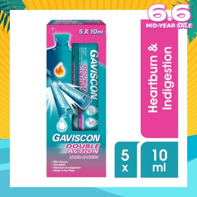 GAVISCON Double Action Liquid Sachet (For Fast Relief of Heartburn and Indigestion) 10ml x 5s
