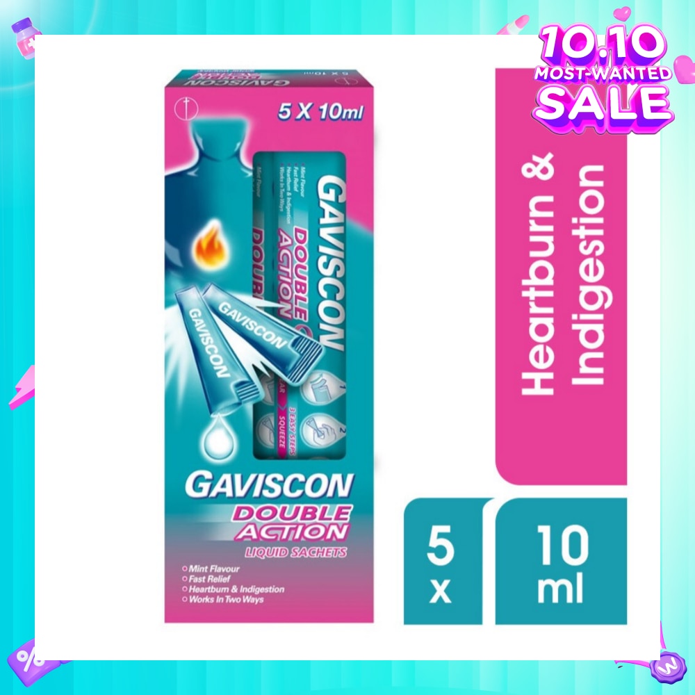 Double Action Liquid Sachet (For Fast Relief of Heartburn and Indigestion) 10ml x 5s