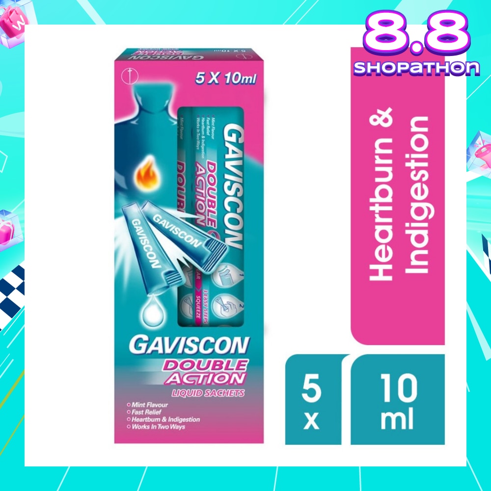 Double Action Liquid Sachet (For Fast Relief of Heartburn and Indigestion) 10ml x 5s
