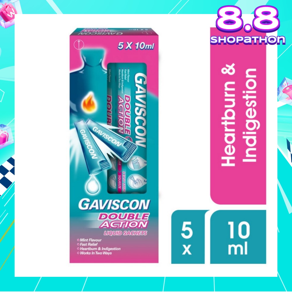 Double Action Liquid Sachet (For Fast Relief of Heartburn and Indigestion) 10ml x 5s