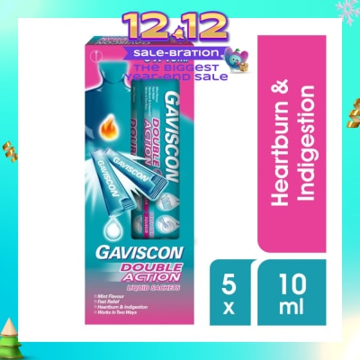 GAVISCON Double Action Liquid Sachet (For Fast Relief of Heartburn and Indigestion) 10ml x 5s