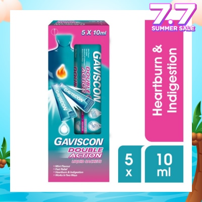 GAVISCON Double Action Liquid Sachet (For Fast Relief of Heartburn and Indigestion) 10ml x 5s