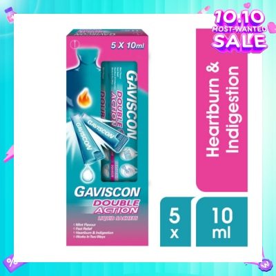 GAVISCON Double Action Liquid Sachet (For Fast Relief of Heartburn and Indigestion) 10ml x 5s