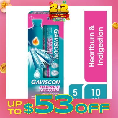 GAVISCON Double Action Liquid Sachet (For Fast Relief of Heartburn and Indigestion) 10ml x 5s