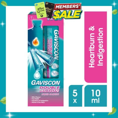 GAVISCON Double Action Liquid Sachet (For Fast Relief of Heartburn and Indigestion) 10ml x 5s image