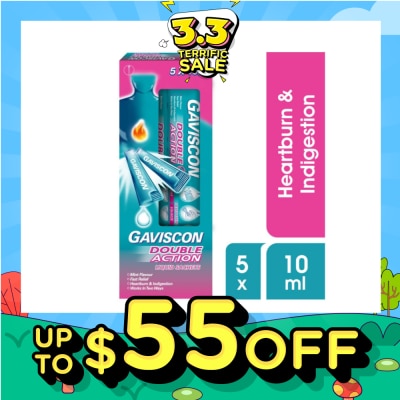 GAVISCON Double Action Liquid Sachet (For Fast Relief of Heartburn and Indigestion) 10ml x 5s