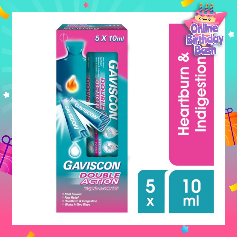 Double Action Liquid Sachet (For Fast Relief of Heartburn and Indigestion) 10ml x 5s