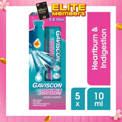 GAVISCON Double Action Liquid Sachet (For Fast Relief of Heartburn and Indigestion) 10ml x 5s