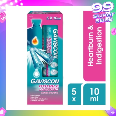 GAVISCON Double Action Liquid Sachet (For Fast Relief of Heartburn and Indigestion) 10ml x 5s