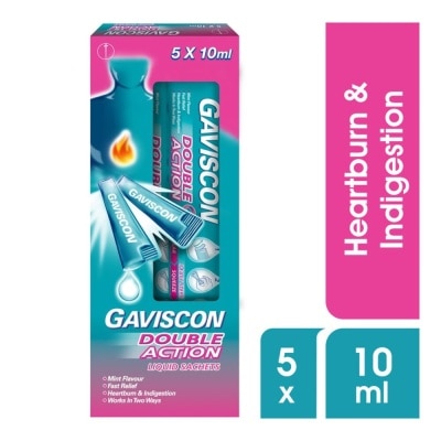 GAVISCON Double Action Liquid Sachet (For Fast Relief of Heartburn and Indigestion) 10ml x 5s