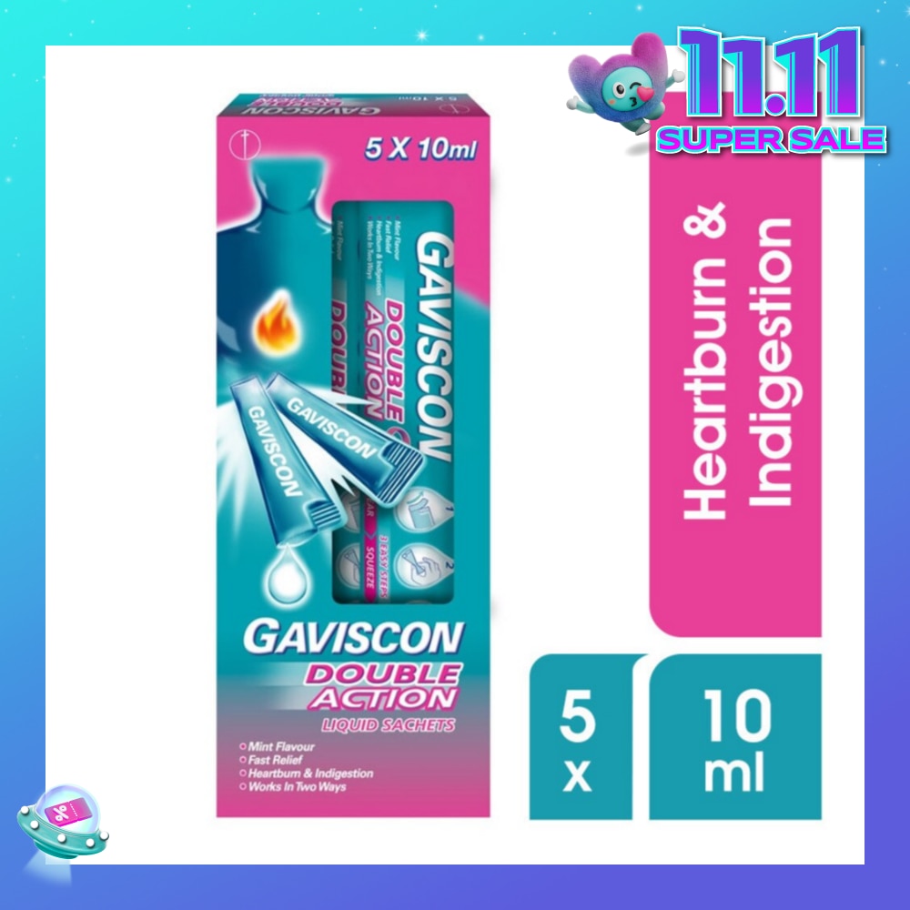 Double Action Liquid Sachet (For Fast Relief of Heartburn and Indigestion) 10ml x 5s