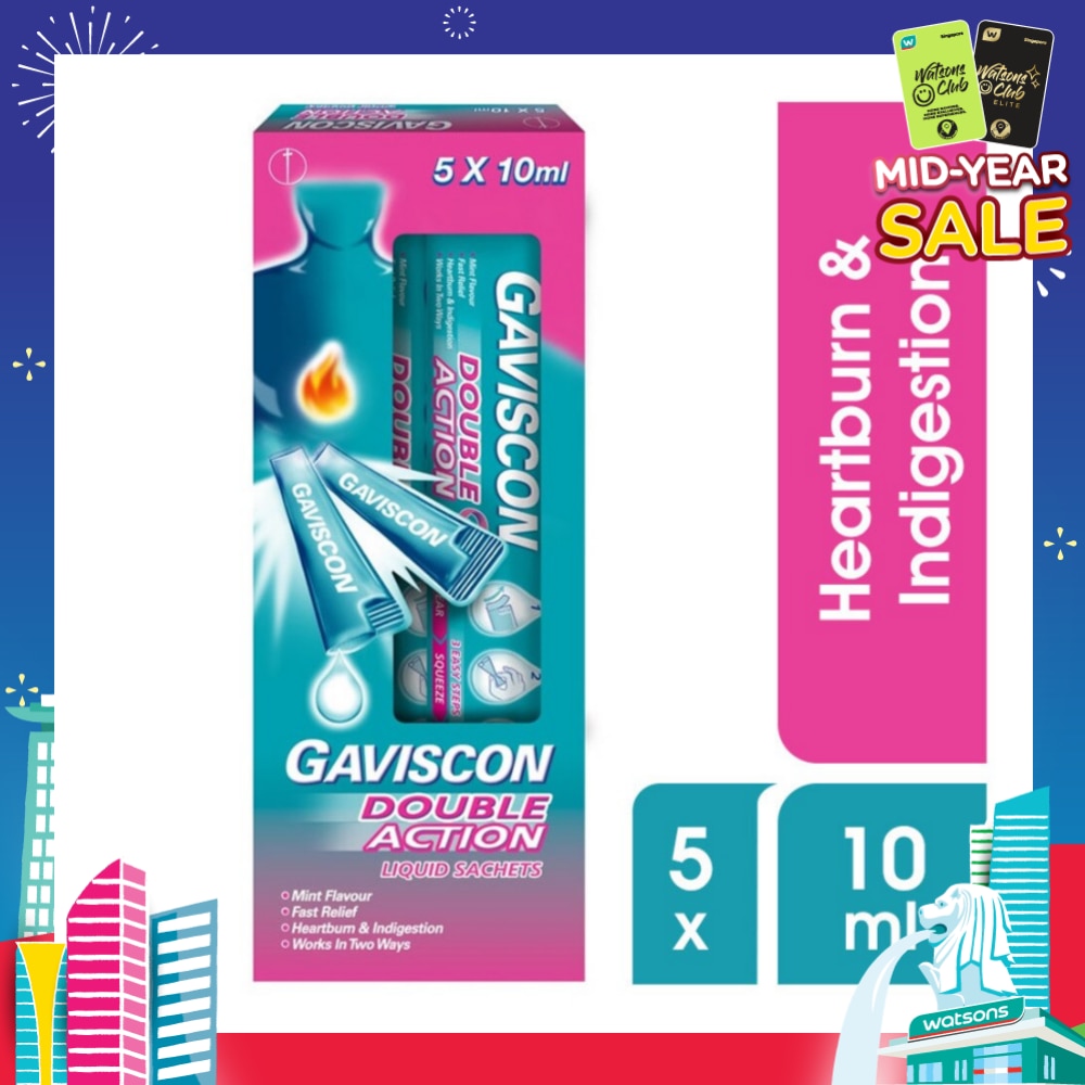 Double Action Liquid Sachet (For Fast Relief of Heartburn and Indigestion) 10ml x 5s