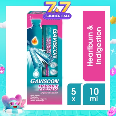 GAVISCON - Double Action Liquid Sachet (For Fast Relief of Heartburn and Indigestion) 10ml x 5s