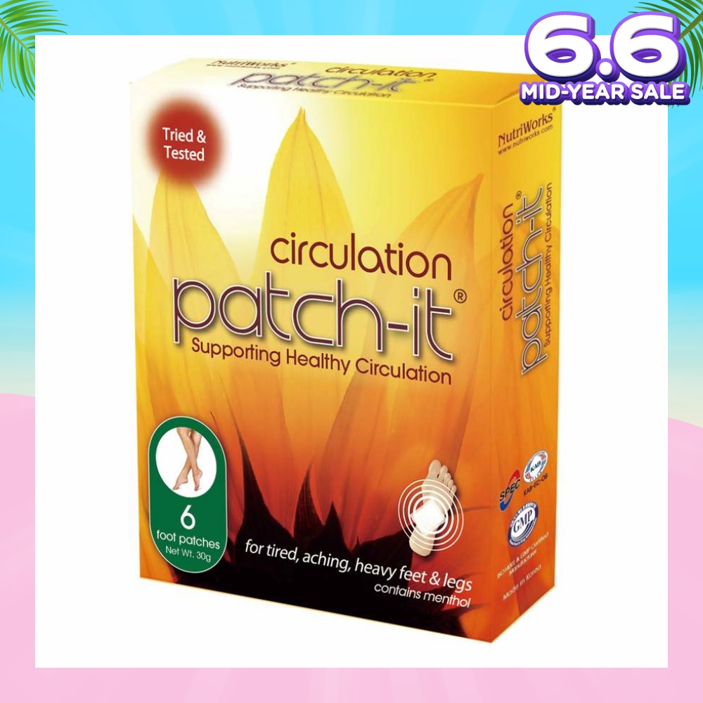 Circulation Foot Patch (For Tired + Aching +Heavy Feet & Legs) 30g x 6s