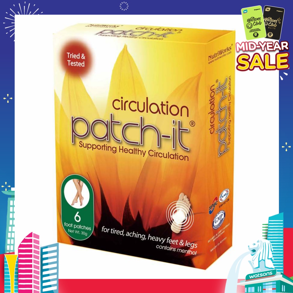 Circulation Foot Patch (For Tired + Aching +Heavy Feet & Legs) 30g x 6s
