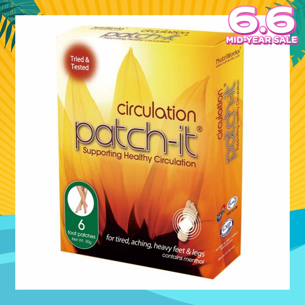 Circulation Foot Patch (For Tired + Aching +Heavy Feet & Legs) 30g x 6s