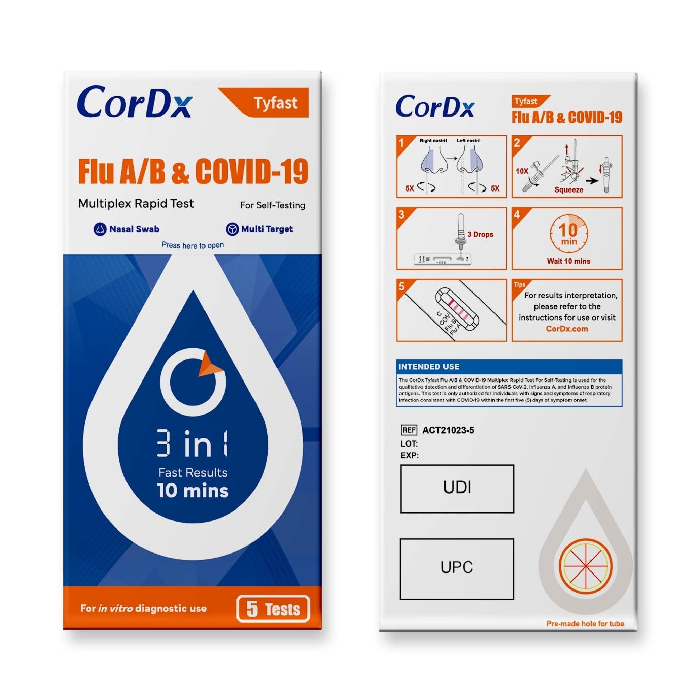 Flu A/B & Covid-19 ART Kit For Self-Testing 5s