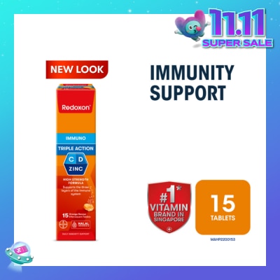 REDOXON Triple Action Vitamin C, D & Zinc Immunity Effervescent Orange 15s