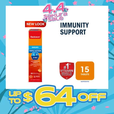 REDOXON - Triple Action Vitamin C, D & Zinc Immunity Effervescent Orange 15s